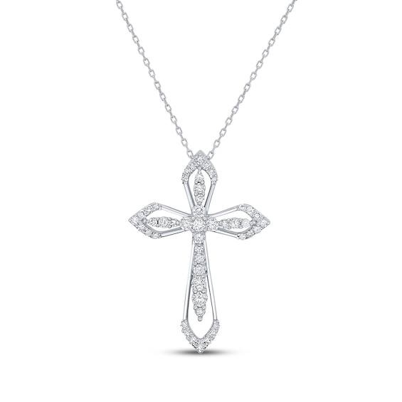 KAY Lab-Grown Diamonds Cross Necklace 1/2 ct tw Sterling Silver 18"