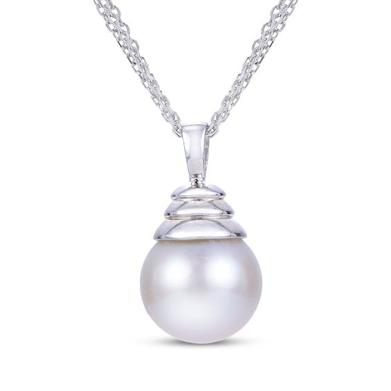 Cultured Pearl Solitaire Necklace Sterling Silver 18"