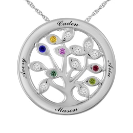 Birthstone Family & Mother's Tree Necklace (1-6 Stones and 4 Lines)