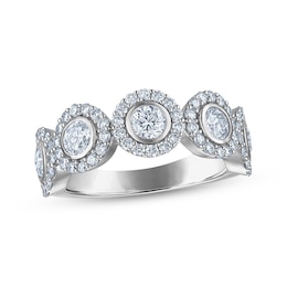 Adore Lab-Grown Diamonds Five-Stone Halo Anniversary Ring 1-1/2 ct tw 10K White Gold