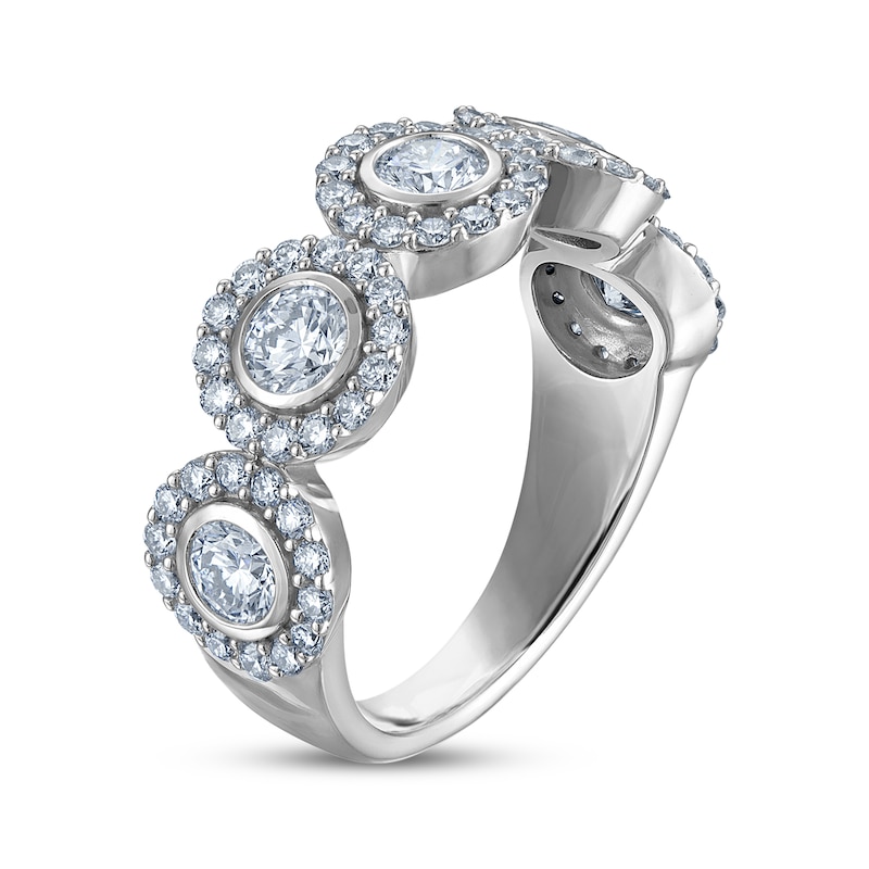 Main Image 2 of Adore Lab-Grown Diamonds Five-Stone Halo Anniversary Ring 1-1/2 ct tw 10K White Gold