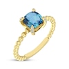 Thumbnail Image 2 of Cushion-Cut Swiss Blue Topaz & Diamond Accent Ring 10K Yellow Gold
