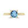 Thumbnail Image 3 of Cushion-Cut Swiss Blue Topaz & Diamond Accent Ring 10K Yellow Gold