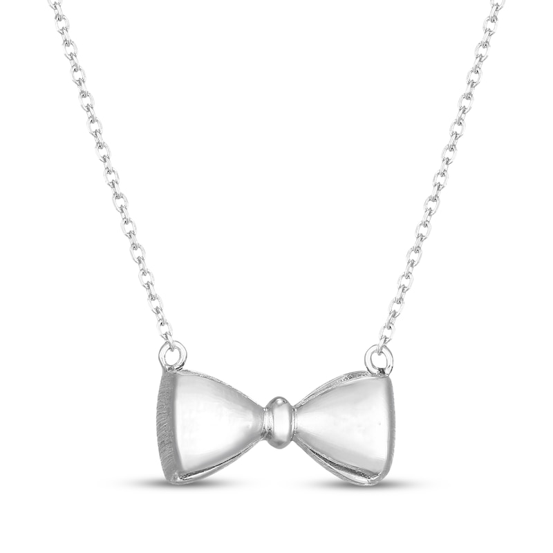Main Image 3 of Sculpted Bow Necklace Sterling Silver 18"