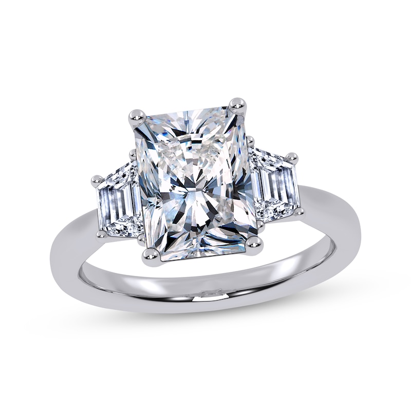 Main Image 1 of Adore Lab-Grown Diamonds Radiant & Trapezoid-Cut Three-Stone Engagement Ring 2-5/8 ct tw Platinum