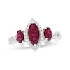 Thumbnail Image 1 of Marquise & Oval-Cut Lab-Created Ruby & White Lab-Created Sapphire Ring Sterling Silver