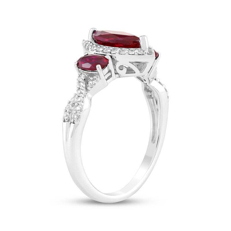 Main Image 2 of Marquise & Oval-Cut Lab-Created Ruby & White Lab-Created Sapphire Ring Sterling Silver
