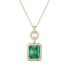 Thumbnail Image 1 of Emerald-Cut Lab-Created Emerald & White Lab-Created Sapphire Drop Necklace 24K Yellow Gold Vermeil Sterling Silver 18"