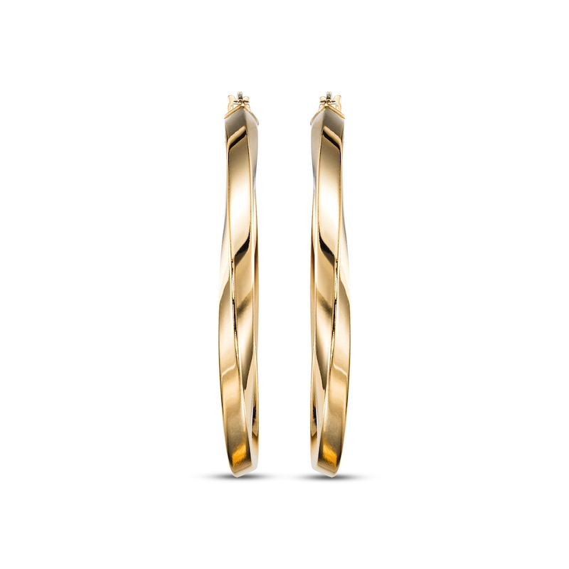 Main Image 2 of Wavy Hoop Earrings 24K Yellow Gold Vermeil Sterling Silver 40mm