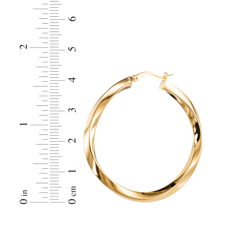 Main Image 4 of Wavy Hoop Earrings 24K Yellow Gold Vermeil Sterling Silver 40mm