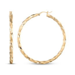 STUDIO BY KAY Satin Finish Twist Hoop Earrings 24K Yellow Gold Vermeil Sterling Silver 50mm