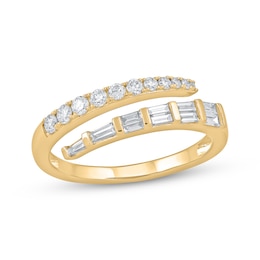 STUDIO BY KAY Baguette & Round-Cut Lab-Grown Diamond Bypass Ring 1/2 ct tw 24K Yellow Gold Vermeil Sterling Silver