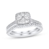 Thumbnail Image 1 of Adore Multi-Diamond Cushion Halo Bridal Set 3/4 ct tw 10K White Gold