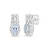 Thumbnail Image 1 of Oval-Cut Aquamarine & White Lab-Created Sapphire Drop Earrings Sterling Silver