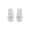 Thumbnail Image 2 of Oval-Cut Aquamarine & White Lab-Created Sapphire Drop Earrings Sterling Silver