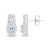 Thumbnail Image 3 of Oval-Cut Aquamarine & White Lab-Created Sapphire Drop Earrings Sterling Silver