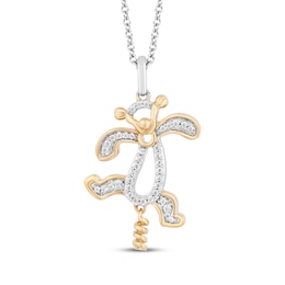 Disney Treasures Winnie the Pooh "Tigger" Diamond Necklace 1/10 ct tw Sterling Silver & 10K Yellow Gold 19"