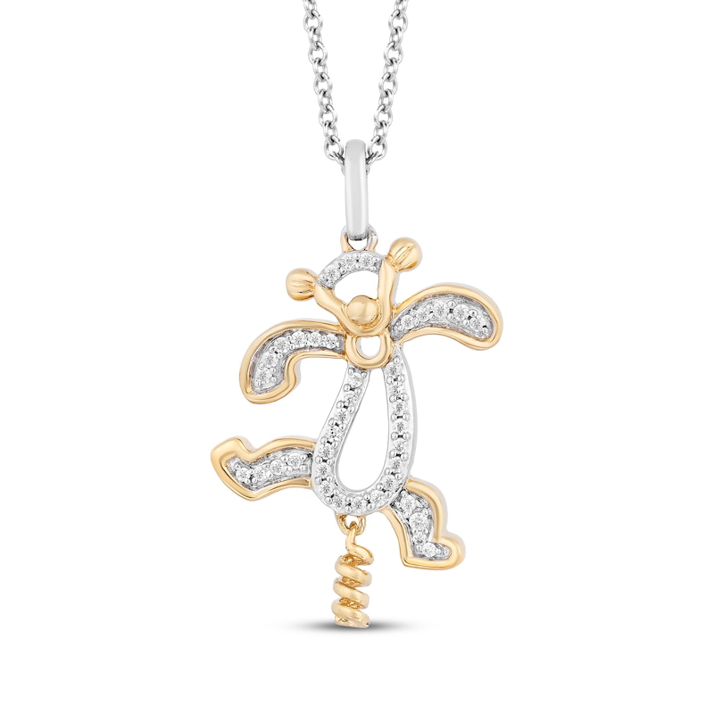 Main Image 1 of Disney Treasures Winnie the Pooh "Tigger" Diamond Necklace 1/10 ct tw Sterling Silver & 10K Yellow Gold 19"