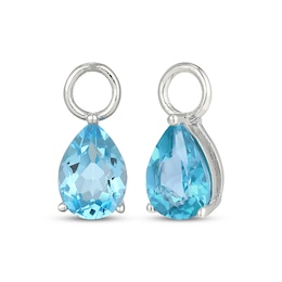 Pear-Shaped Swiss Blue Topaz Earring Charms Sterling Silver