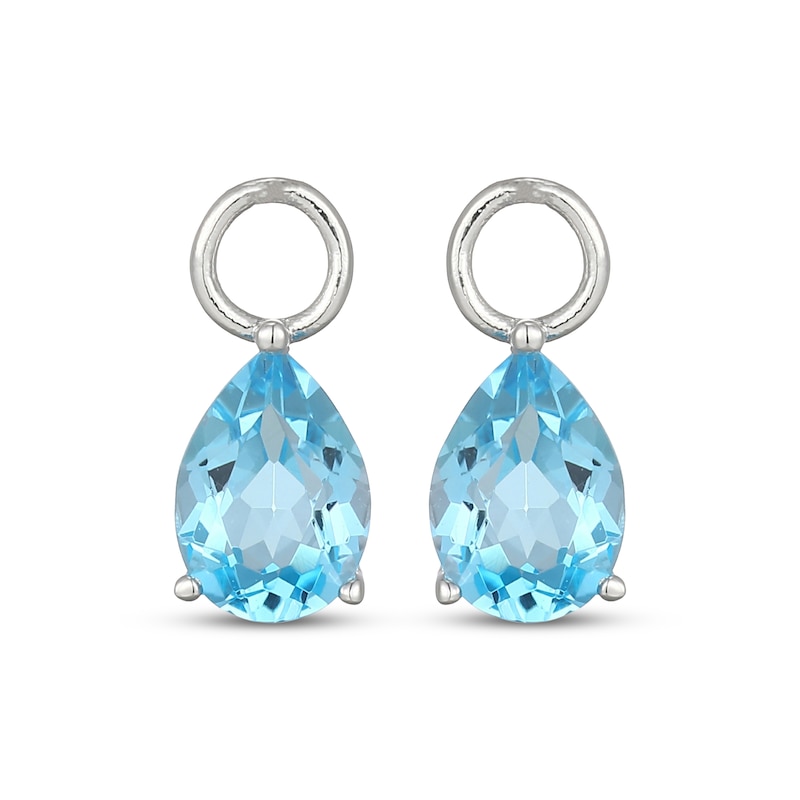 Main Image 2 of Pear-Shaped Swiss Blue Topaz Earring Charms Sterling Silver