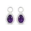 Thumbnail Image 2 of Pear-Shaped Amethyst & White Lab-Created Sapphire Halo Earring Charms Sterling Silver
