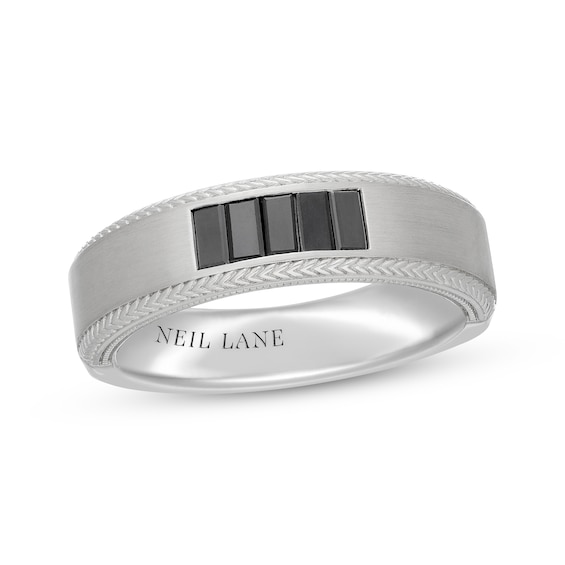 Neil Lane Men's Baguette-Cut Black Diamond Wedding Band 1/2 ct tw 14K White Gold