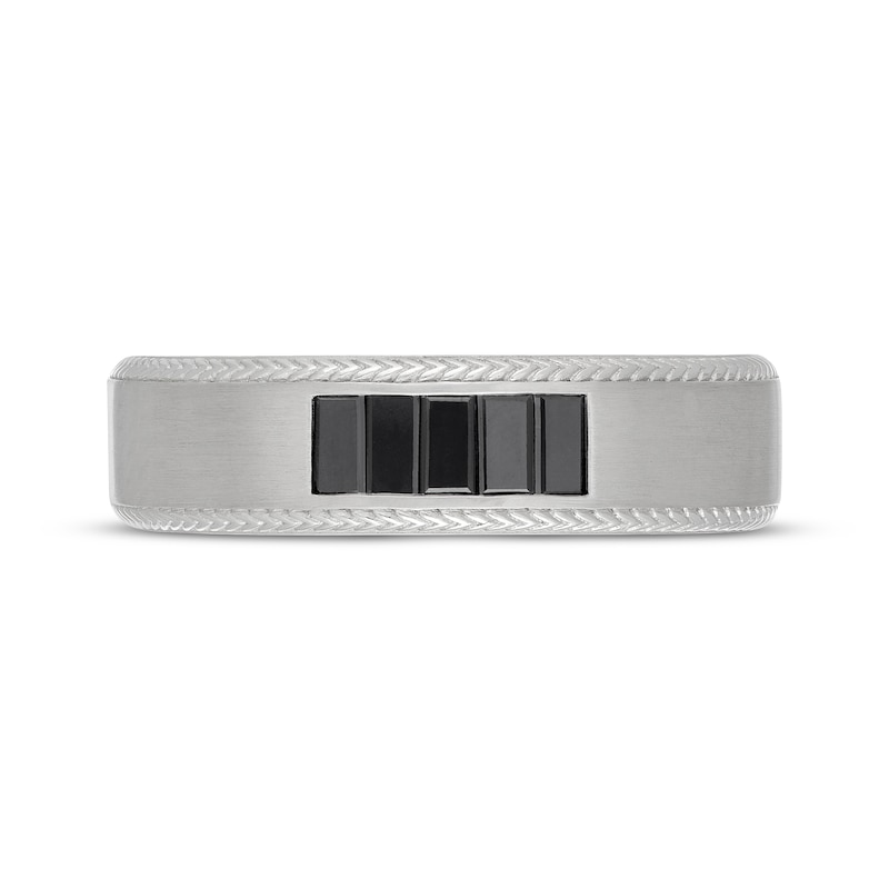 Main Image 3 of Neil Lane Men's Baguette-Cut Black Diamond Wedding Band 1/2 ct tw 14K White Gold