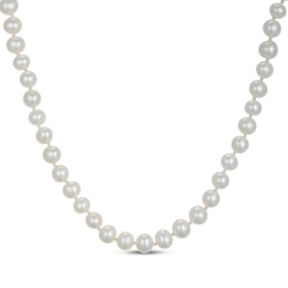 6.5mm Freshwater Cultured Pearl Necklace Sterling Silver 18"