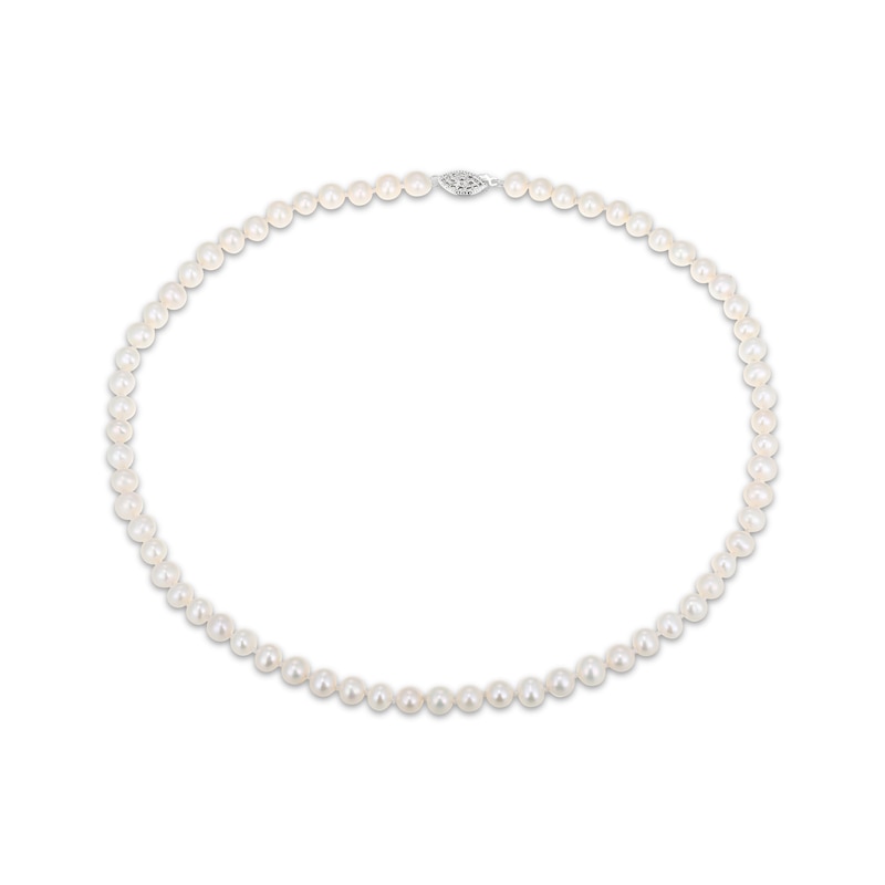 Main Image 2 of 6.5mm Freshwater Cultured Pearl Necklace Sterling Silver 18"