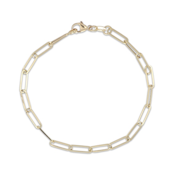 3.2mm Paperclip Chain Bracelet Hollow 10K Yellow Gold 7.25"