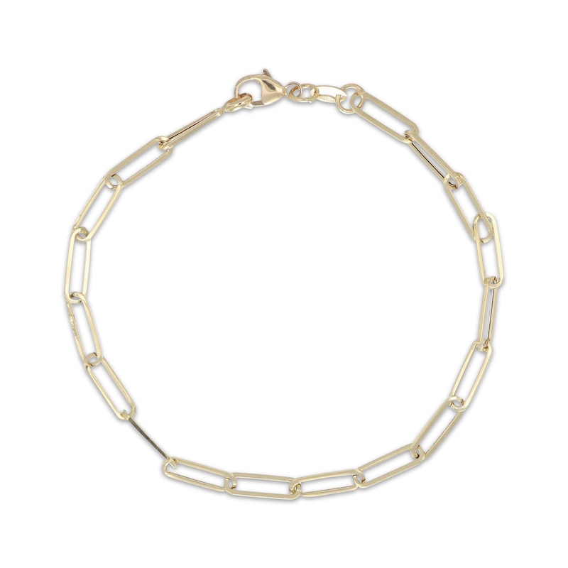 Main Image 1 of 3.2mm Paperclip Chain Bracelet Hollow 10K Yellow Gold 7.25"