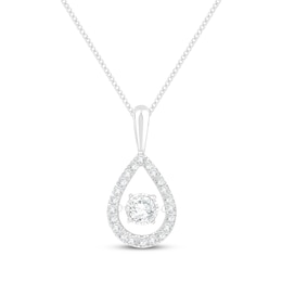 Unstoppable Love Lab-Grown Diamond Teardrop Frame Necklace 1/3 ct tw Sterling Silver 19"