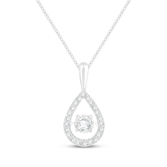 Unstoppable Love Lab-Grown Diamond Teardrop Frame Necklace 1/3 ct tw Sterling Silver 19"