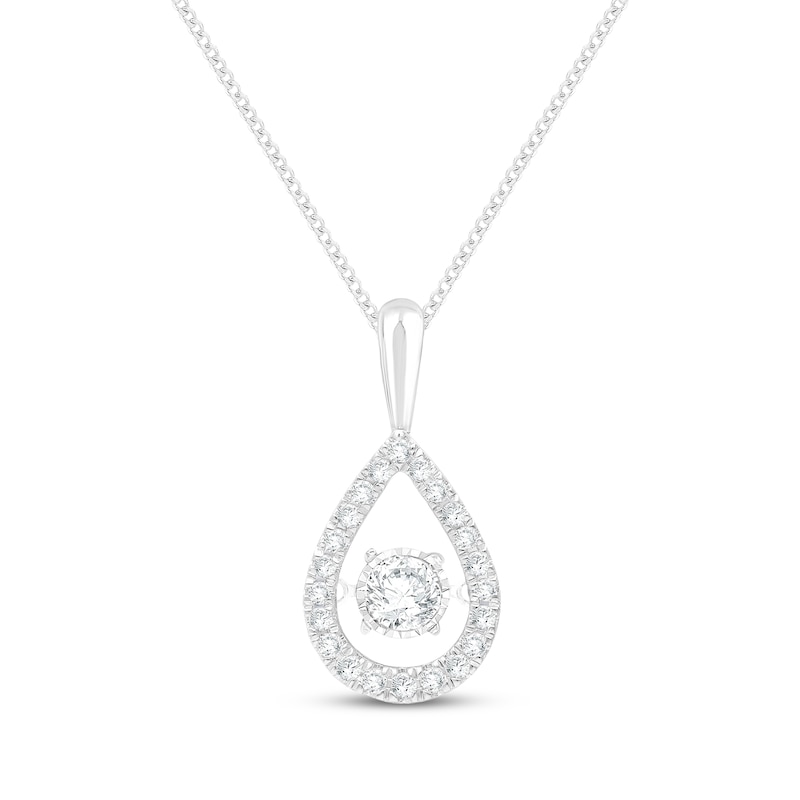 Main Image 1 of Unstoppable Love Lab-Grown Diamond Teardrop Frame Necklace 1/3 ct tw Sterling Silver 19"