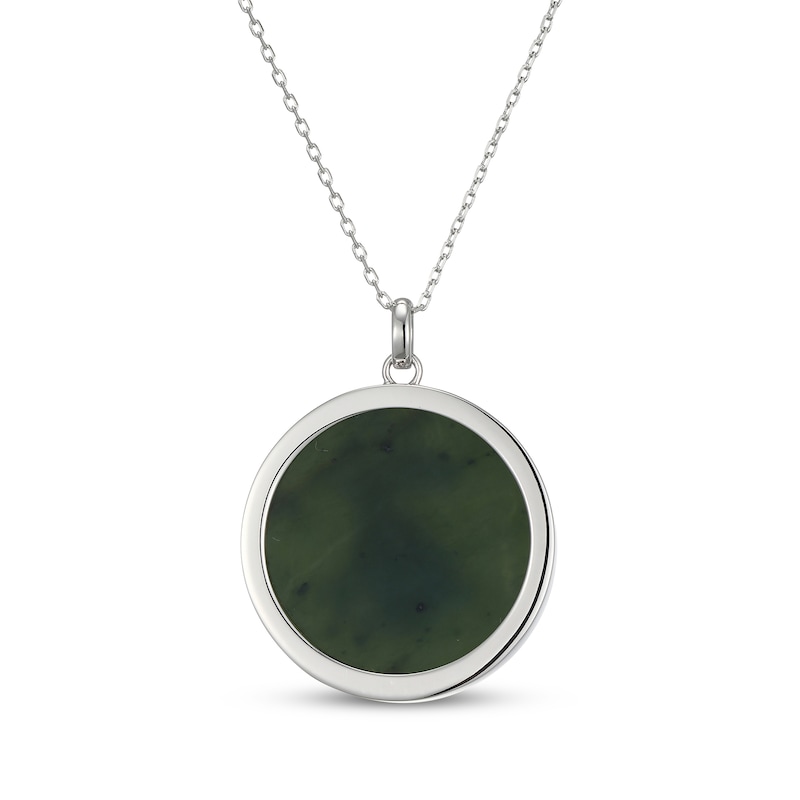 Main Image 3 of Nephrite Jade Year of the Rabbit Chinese Zodiac Necklace Sterling Silver 18"