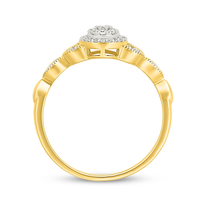 Main Image 3 of Multi-Diamond Halo Floral Shank Promise Ring 1/5 ct tw 10K Yellow Gold