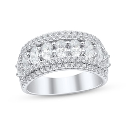 Adore Lab-Grown Diamonds Men's Oval & Round-Cut Five-Row Wedding Band 2 ct tw 14K White Gold