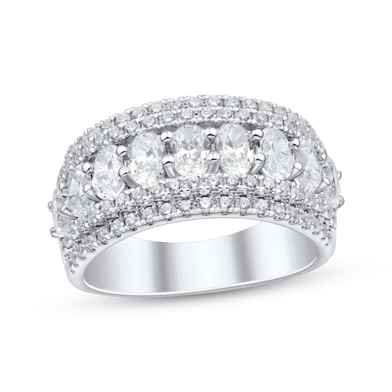 Adore Lab-Grown Diamonds Men's Oval & Round-Cut Five-Row Wedding Band 2 ct tw 14K White Gold