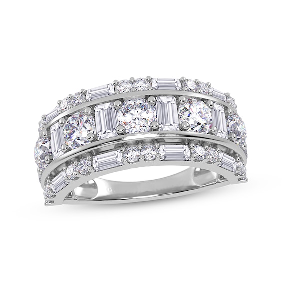 KAY Lab-Grown Diamonds Baguette & Round-Cut Three-Row Ring 2 ct tw 14K White Gold