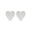 Thumbnail Image 2 of Multi-Diamond Beaded Frame Heart Stud Earrings 1/8 ct tw Sterling Silver