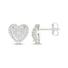 Thumbnail Image 3 of Multi-Diamond Beaded Frame Heart Stud Earrings 1/8 ct tw Sterling Silver