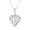 Thumbnail Image 1 of Multi-Diamond Beaded Frame Heart Necklace 1/8 ct tw Sterling Silver 18"