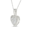 Thumbnail Image 2 of Multi-Diamond Beaded Frame Heart Necklace 1/8 ct tw Sterling Silver 18"