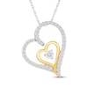 Thumbnail Image 1 of Diamond Tilted Double Heart Necklace 1/2 ct tw Sterling Silver & 10K Yellow Gold 18"