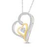 Thumbnail Image 2 of Diamond Tilted Double Heart Necklace 1/2 ct tw Sterling Silver & 10K Yellow Gold 18"
