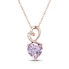 Thumbnail Image 1 of Heart-Shaped Light Amethyst & White Lab-Created Sapphire Necklace 24K Rose Gold Vermeil Sterling Silver 18"