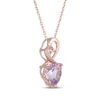 Thumbnail Image 2 of Heart-Shaped Light Amethyst & White Lab-Created Sapphire Necklace 24K Rose Gold Vermeil Sterling Silver 18"