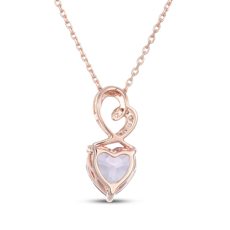 Main Image 3 of Heart-Shaped Light Amethyst & White Lab-Created Sapphire Necklace 24K Rose Gold Vermeil Sterling Silver 18"