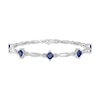 Thumbnail Image 1 of Square-Cut Blue Lab-Created Sapphire & White Lab-Created Sapphire Station Bracelet Sterling Silver 7.25"