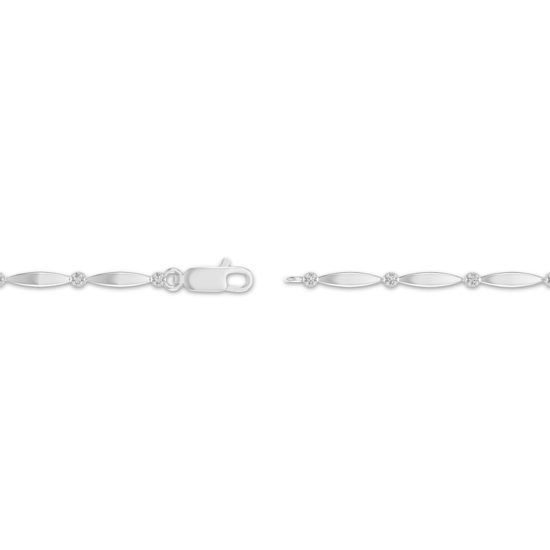 Main Image 3 of Square-Cut Blue Lab-Created Sapphire & White Lab-Created Sapphire Station Bracelet Sterling Silver 7.25"